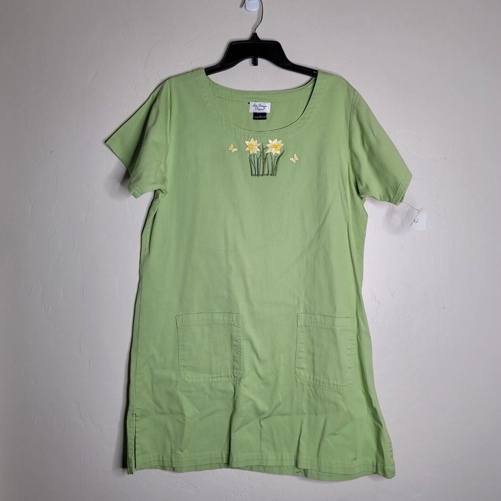 Lois Designs Womens Large Daffodil Garden Green Dress Tunic Swim Cover Up